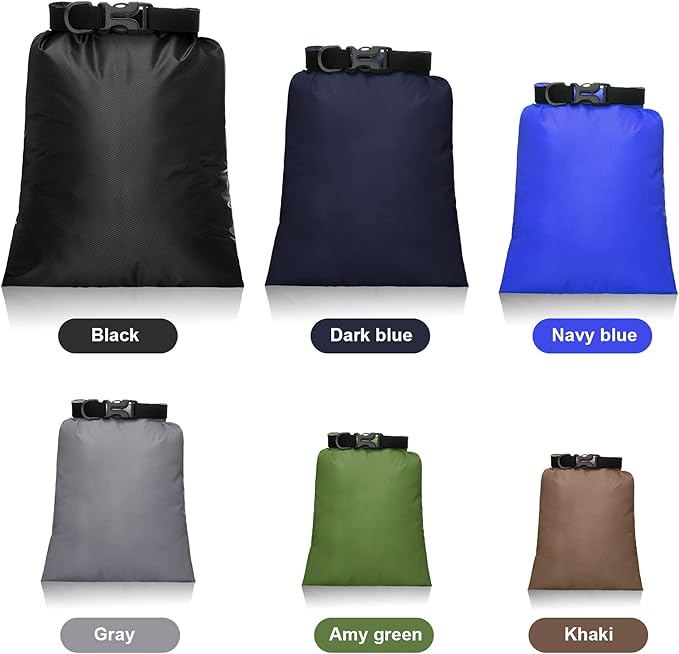 Shappy 6/12 Pcs Waterproof Dry Bags, Lightweight Outdoor Waterproof Dry Stuff Sacks 15/8/5/4/3/2 L and Long Adjustable Shoulder Strap for Kayaking Rafting Boating Hiking Camping