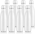 Volhoply 17oz Stainless Steel Water Bottles Bulk, Leakproof Insulated Metal Water Bottle for Sports, Travel, Adult, Available in Packs of 1, 4, or 8（White,8 Pack）