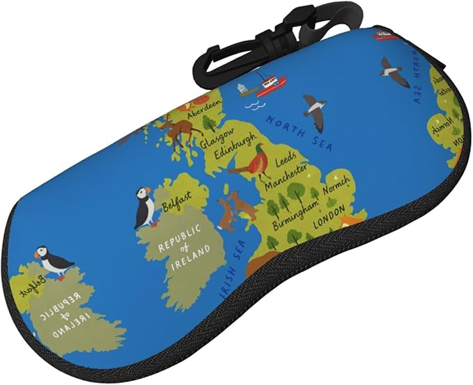 YANGqing United Kingdom Map Print Light Soft Shell Glasses Case Portable & Lightweight Sunglasses Bag, Slim Travel Eyeglasses Pouch