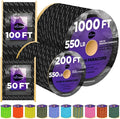 TECEUM Reflective Paracord Rope 1000 – 1000ft/200ft/100ft/50ft – 40+ Colors – Glow in The Dark – para Cord – Utility Rope for Survival, Hunting & Camping Gear – Nylon String, Camping Rope, Tent Cord