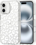 MOSNOVO Case for iPhone 16 Plus, [Buffertech 6.6ft Military-Grade Drop Protection] [Anti Peel Off Tech] Clear TPU Bumper Phone Case Cover Design - White Leopard Print