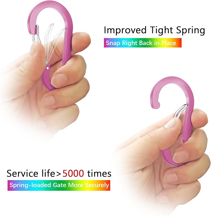sprookber 2" Small Carabiner Clip, D Ring Caribeener, Spring Snap Hook for Keychain Multipurpose, Set of 20