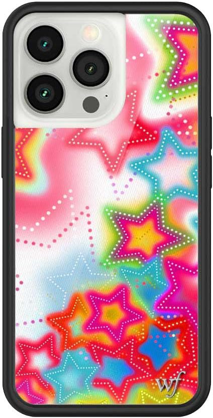 Wildflower Cases - Compatible with iPhone 13 Pro |Protective Black Bumper, 6.5ft Drop Test Certified, Women Owned Small Business | Bright Stars Red Blue Green Orange Cute Trendy | Stardust