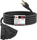 EP 15 Ft Outdoor Extension Cord with 3 Electrical Power Outlets - 16/3 SJTW Black Cable with 3 Prong Grounded Plug for Safety Great for Christmas Lights, Garden and Major Appliances