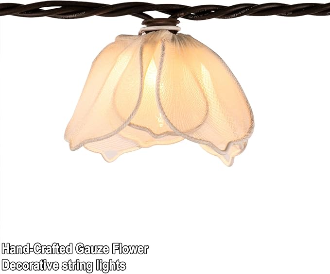 TWINKVILLA Decorative String Lights Plug in with 10 Bulbs, Flower Garland Fairy Lights Connectable Weatherproof Outdoor Indoor for Wedding Garden Pergola Bedroom Porch Floral Home Decor (White)