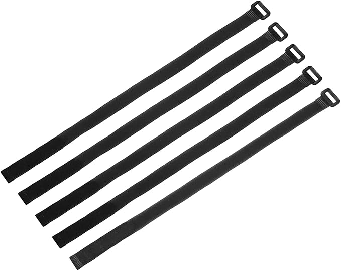 MECCANIXITY 5Pcs Reusable Battery Tie Down Straps,0.8x20" Black Nylon Multipurpose Battery Hold Down Adjustable Cinch Strap Hook Loop Fastening Tie for Quadcopters FPV RC Drone Boat Car