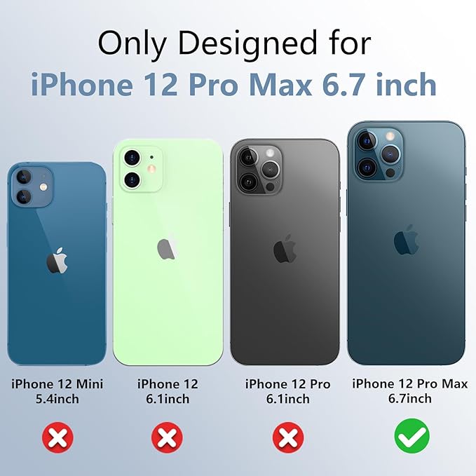 SPIDERCASE Deigned for iPhone 12 Pro Max Case, [Not Yellowing] [Military Grade Protection] Slim Shockproof Phone Cases, Clear