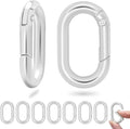 10Pack 1 Inch Small Oval Carabiner, Metal Spring Tiny Carabiner Clips for Paracord Keychain Lanyard, Car Key Rings, Dog Tag Clip, Pets Collar Buckles, Purse Keychain Replacement (Silver)