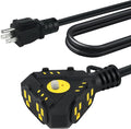 15FT 14 Gauge Outdoor Extension Cord 6-Outlet 14/3 SJTW Heavy Duty Extension Cord with Multiple Outlets Waterproof 3 Prong for Garage Workshop 15A 125V 1875W ETL Listed