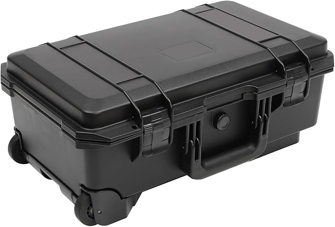 22" Weatherproof Hard Case Rolling Waterproof Case Dry Box with Foam Protective Cases Shockproof Hard Travel Cases For Cameras Lenses Electronic Equipment (Black)