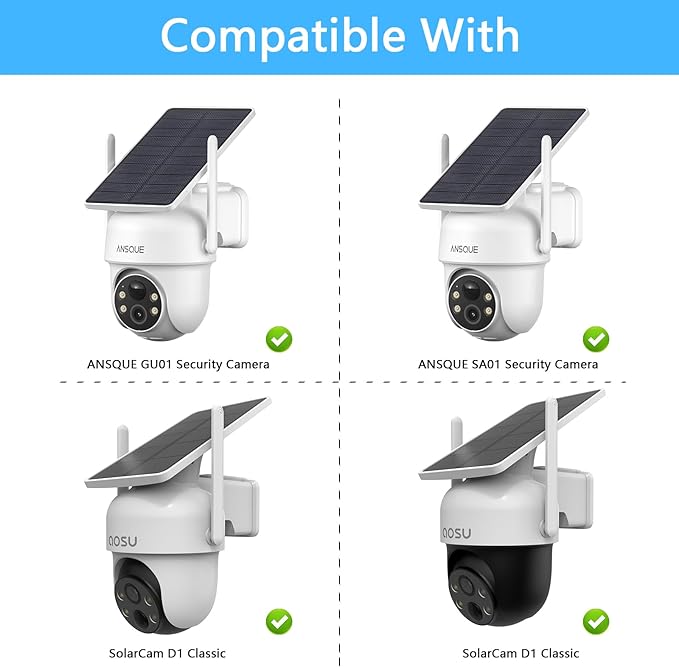 HOLACA Gutter Mount Compatible with Aosu Solar Security Camera Wireless Outdoor(SolarCam D1 Classic),Ansque Security Cameras Wireless Outdoor(GU01/SA01)(White)