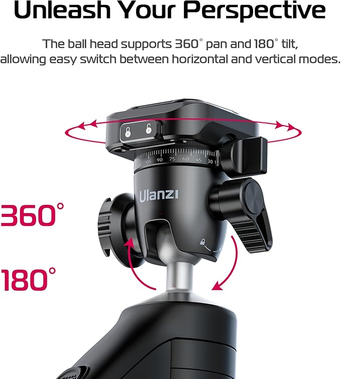 ULANZI TT38 One-Click Opening Vlogging Tripod Uka Quick-Release F38 w Cold Shoe Panoramic Ball Head w Hidden Hook, Camera Tabletop Flexible Travel Tripods for Sony/Canon/Nikon/Fujifilm and More