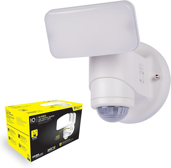 Wired Motion Security Light with Dynamic Tracking Technology, 2000 Lumens LED, 240° Sensor, White, 50 ft Range