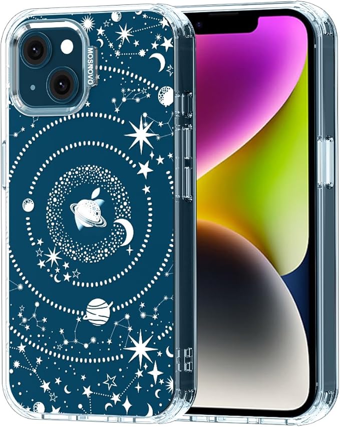 MOSNOVO for iPhone 13/14 Case | Military Grade 6.6ft Drop Tested | Clear with Galaxy Design