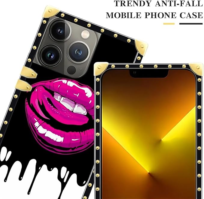 Compatible with iPhone 13 Pro Max Case, Black White Red Slap Sexy Luxury Golden Decoration for Girl Women Soft TPU Shockproof Protective Hard PC Back for iPhone 13 Pro Max