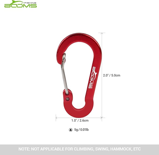Booms Fishing CC1 Multi-Use Carabiner Clip, 6 Pack Small Caribeener Clips, Mini Keychain Caribeaner Clip 2 inch, Aluminum D Ring Carabiners, Multi-colored
