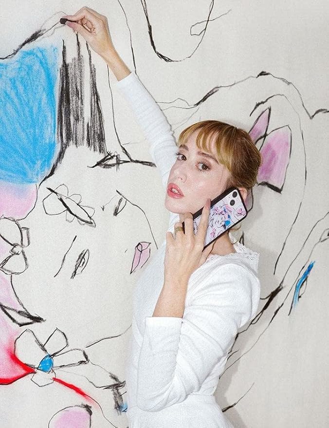 Wildflower Cases - Compatible with iPhone 13 Pro | Protective Black Bumper, 6.5ft Drop Test Certified, Women Owned Small Business | Artistic, Horse Girl, Trendy, Cute, White | Collab - Natalie Krim