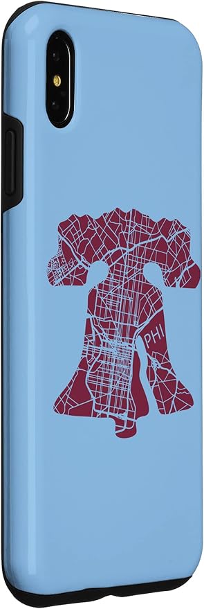 Philadelphia Street Map Liberty Bell Vintage Maroon Philly Case for iPhone XS Max