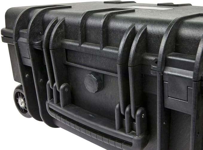 Monoprice Weatherproof Hard Case - 22 x 14 x 10 Inches, with Wheels and Customizable Foam, Shockproof, IP67, Ultraviolet and Impact Resistant Material, Black - Pure Outdoor Collection