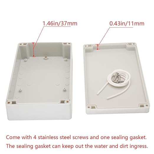 Project Box IP65 Waterproof Junction Box ABS Plastic Electrical Boxes DIY Electronic Project Case Power Enclosure White 7.87x4.72x2.2 inch (200 x 120 x56 mm)