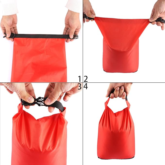 Pimoys 5 Pack Waterproof Dry Sacks, Lightweight Outdoor Dry Bags 20L /12L / 10L/ 6L/ 3.5L Ultimate Dry Bags for Kayaking Camping Rafting Boating