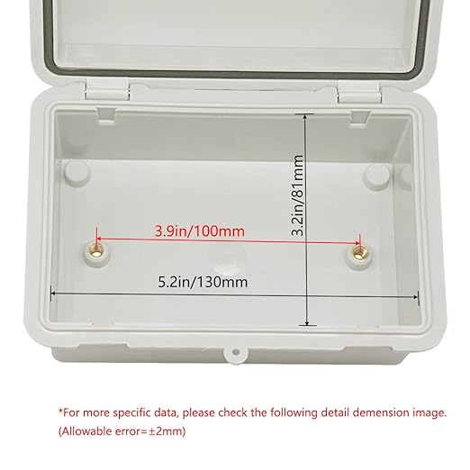 Zulkit 2pcs Junction Box ABS Plastic Dustproof Waterproof IP65 Electrical Boxes Hinged Shell Outdoor Universal Project Enclosure, 5.9 x 3.9 x 2.8 inch