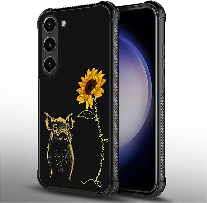 for Samsung Galaxy S23 Plus Case, Pig Sunflower Yellow Sunshine Pattern Graphic Design Girl Boy Soft Silicone Hard Acrylic Shock Protection for Samsung Galaxy S23 Plus