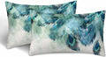 Peacock Feather 12 X 20 Pillow Covers Watercolor Gradient Blue Soft Halo Green Leaves Set of 2 Pillow Cases Rectangular Velvet Outdoor Pillowcases Decorative for Home Bed Sofa Couch Hotel