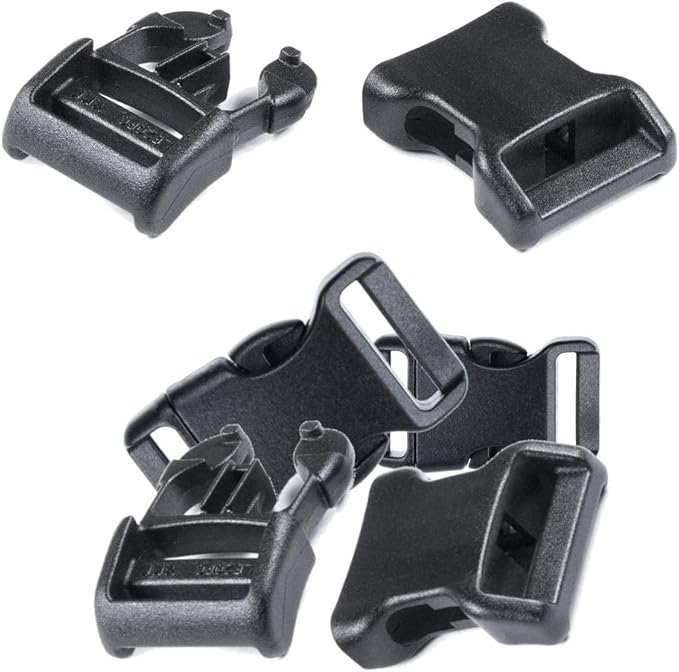 Black Plastic Side Release Buckles for Paracord Bracelets (3/4 Inch, 25 Pack)