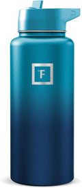 IRON °FLASK Camping & Hiking Hydration Flask with Straw, Wide Mouth Insulated Stainless Steel Sports Water Bottle - Dark Night 32 oz - Straw (1 Lid)