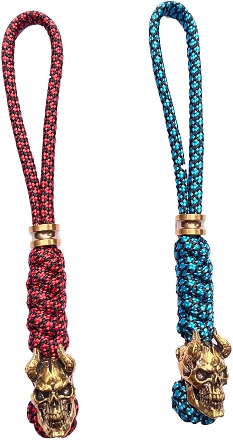 Knife Lanyards with Brass Beads,Paracord Lanyard,Tactical Lanyard for Skull Shape Knife,EDC Products