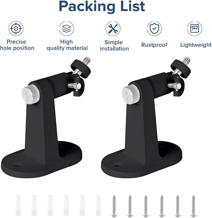 2Pack Wall Mount Compatible with eufyCam 2C/2C Pro, 2/2 Pro, 3C/S300, 3/S330, Also for SoloCam S220/C210, Adjustable Camera Mount Brackets for Eufy Camera Indoor/Outdoor - Black