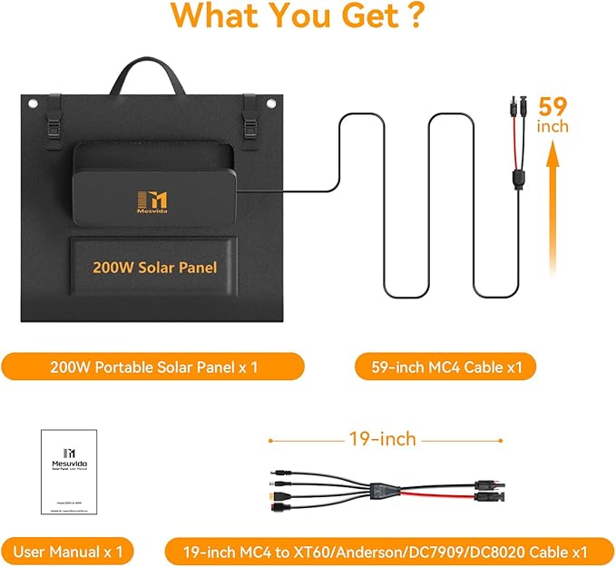 200 Watt Solar Panel IP68 Waterproof ETFE Coating Portable 24V MC4 Output Foldable Solar Panels for Power Stations Solar Generator Camping Off-Grid RV Emergency Backup Hurricane