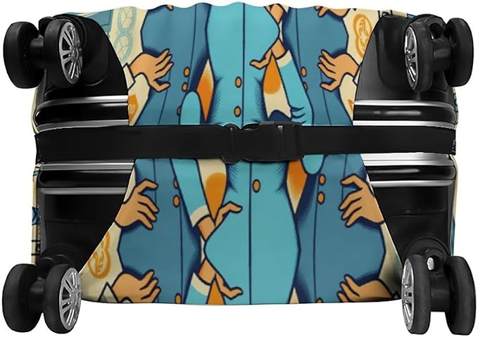 Flight Attendants Travel Vintage Style Retro Stretch Luggage Cover, Washable Suitcase Protector Fits 22-24in Cases, Secure Fit for Carry On Checked Bags, Travel Essentials