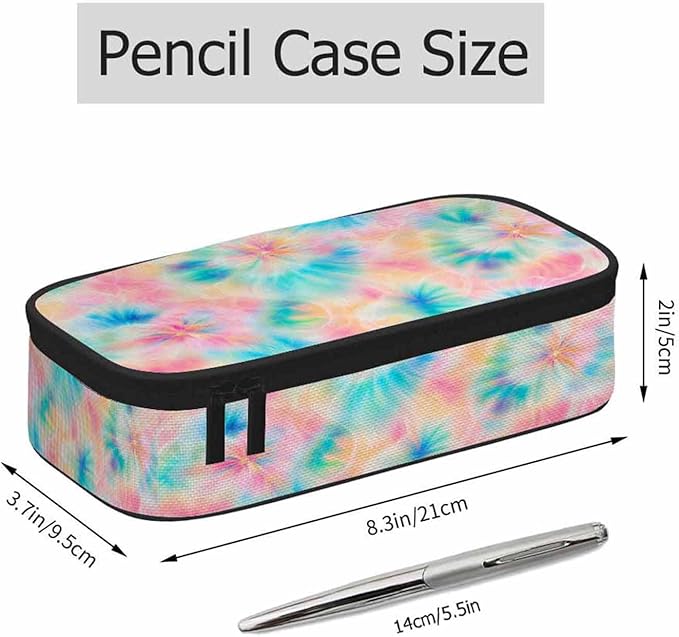 Tie Dye Pencil Case Pink Blue Ring Spray Artistic Design Pencil Bag Pen Markers Pouch Holder Organizer for Boy Girl School Students