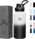 Sports Water Bottle 32oz, Insulated Water Bottle with Handle,Stainless Steel,Simple Modern,Suitable for Travel, School, Boy, Girl(Day & Night)