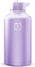 IRON °FLASK Camping & Hiking Hydration Flask with Straw, Wide Mouth Insulated Stainless Steel Sports Water Bottle - Lavender 64 oz - Straw (1 Lid)