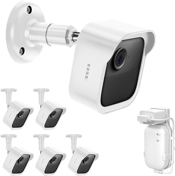 Wall Mount for Blink Outdoor Cameras , 5 Pack Weatherproof Housing, 360 Degrees Adjustable Bracket with Sync Module Core Mount for Blink Outdoor 2K+, 4th & 3rd Gen Cam, White (Camera is Not Included)