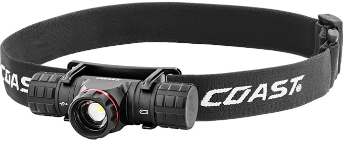 Coast XPH25R 410 Lumen USB Rechargeable-Dual Power LED Headlamp with Pure Beam Twist Focus and Magnetic Base