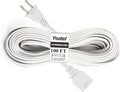 100 FT White Extension Cord,2 Prong Extension Cord 18AWG SPT-2 Flat Cord, Light Duty,Lightweight Design for Yard, Garden and Pool, ETL Listed,White