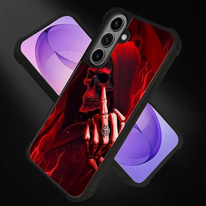 for Samsung Galaxy S26 Case,Graphic Design for Girl Boy Soft Silicone Hard Acrylic Shock Protection Designed for Samsung Galaxy S26 Gestures Funny Skull Pattern