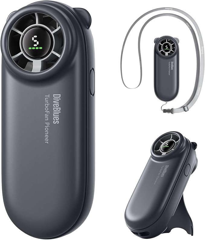 Diveblues TurboBear Portable Handheld Turbo Fan- Powerful Air Speed, Ultra-Light 86.5g Hand Fan, 5 Gear Cooling, Rechargeable Battery Powered, Pocket Cute Small Fan Travel Essentials Gifts Women
