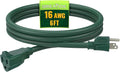 Indoor Outdoor Extension Cord 6 FT, 16/3 SJTW Weatherproof Green Electrical Cords, 13 AMP Heavy Duty 3 Prong Power Cable Great for Garden, Landscaping & Holiday Decorations