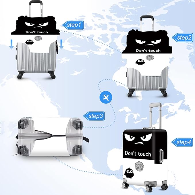 ANNA QUEEN Funny Don't Touch Luggage Cover,Stretchable Suitcase Protector Sleeve,Fit for 28-30 Inch Checked Baggage,Water Resistant Durable Luggage Protector