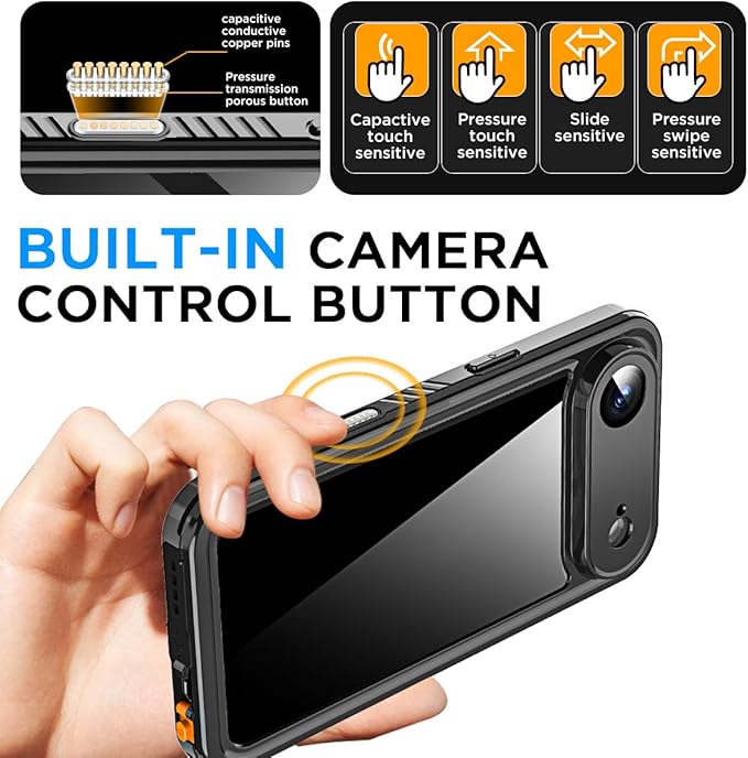 AICase Compatible with iPhone Air Case Waterproof, Clear Water Proof Built-in Screen Protector Shockproof Dustproof Snowproof Full Body Rugged Underwater Phone Case with Lanyard