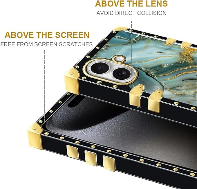 for iPhone 17 Case Luxury Golden Decoration for Girl Women Soft TPU Shockproof Protective Hard PC Back for iPhone 17 Crazy Pattern Golden Texture Marble Veining