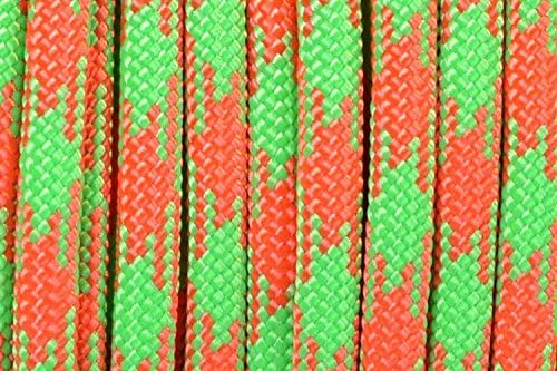 BORED? PARACORD! 550 lb Paracord – Ideal for Crafting, DIY Projects, Camping, Military & Active Outdoors – 300+ Colors – Tactical Parachute Cord Type III – Strong - Neon Green and Orange 50/50 50 Feet