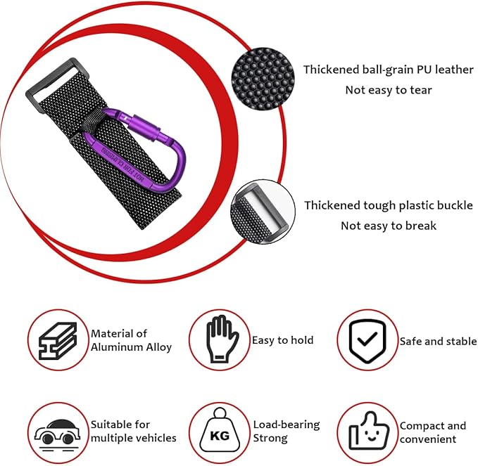 KVAEY 2 Pack Multipurpose Hook for Hanging Helmet, Goggle, Headsets, Durable Carabiners, Roll Bar Accessory Hook Hanger (Purple)