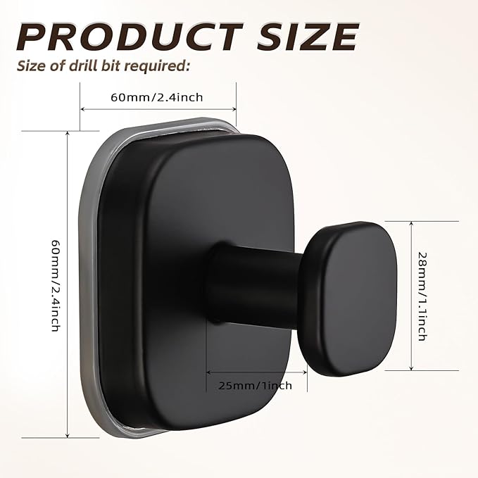 Heavy Duty Reusable Suction Cup Hooks for Kitchen/Bathroom/Shower - Wet-Proof Hooks for Towels, Robes, Loofah&Wreaths/No Drill Mounting on Glass, Tile, Metal (2, Matte Black)