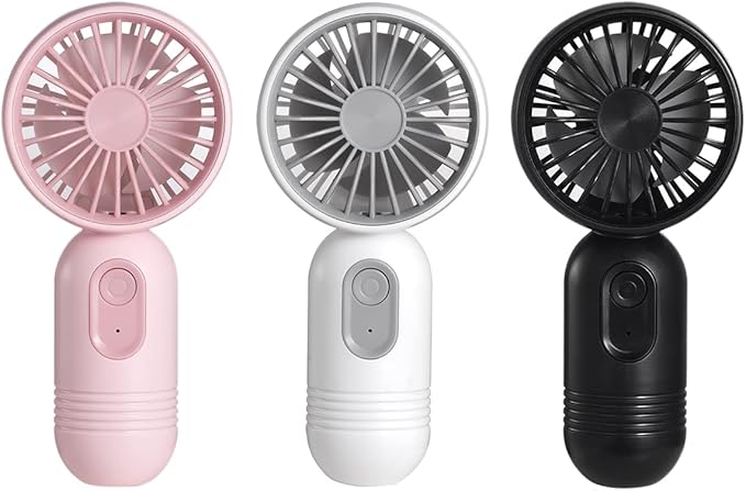 VanSmaGo [Portable Mini Fan 3-pack] Handheld Personal Small Fan with 3-speed for Travel, USB Rechargeable Battery Operated Eyelash Fan, Black&White&Pink